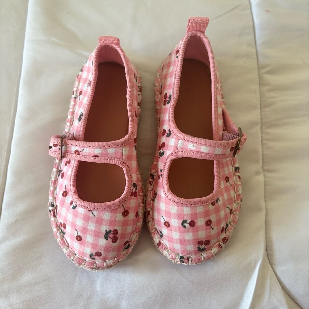 Pink Checkered cherry Mary Jane Kids Shoes